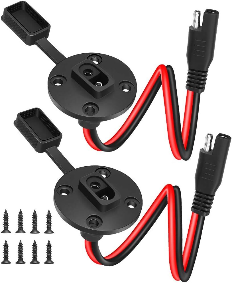 Electop SAE Power Socket Sidewall Port, Weatherproof SAE Quick Connect Solar