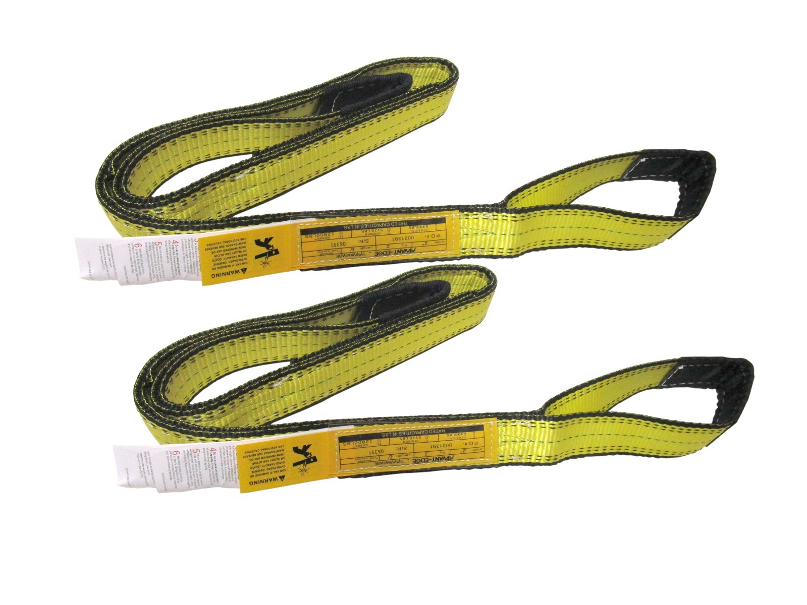 2" x 3 ft Web Lifting Sling Tow Strap 2-ply Eye & Eye Tagged Rated (2 Pack)