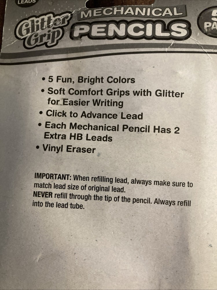 Writezone Glitter Grip Mechanical 5 Pack Pencils