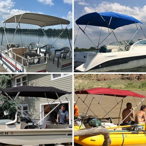 4 Bow Bimini Top Replacement Canvas with Stern Light Hole and Storage Boot,