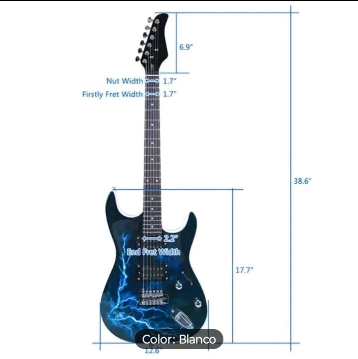 ST-E electric guitar (white) with double pickup + case + strap + pick +...
