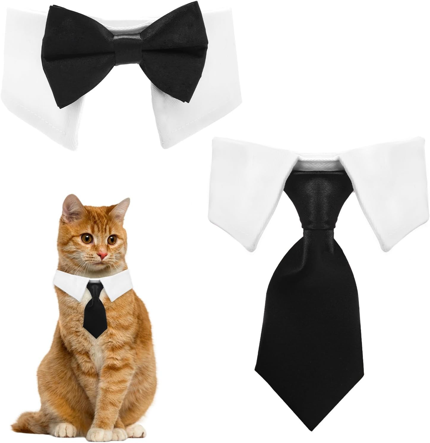 Black Cat Bow Tie Collar Adjustable Formal Necktie for Cats & Small Dogs