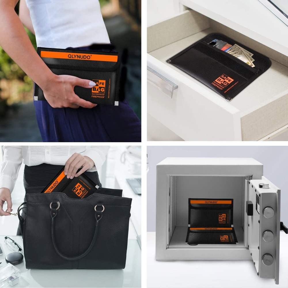 Small Fireproof Document Bag 8x5, External Size, 2-Pack Fireproof Money Bag f...