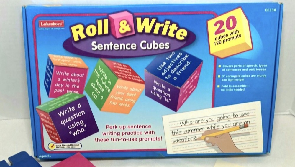 Lakeshore Game Roll & Write Sentence Cubes Big Dice Game EE338