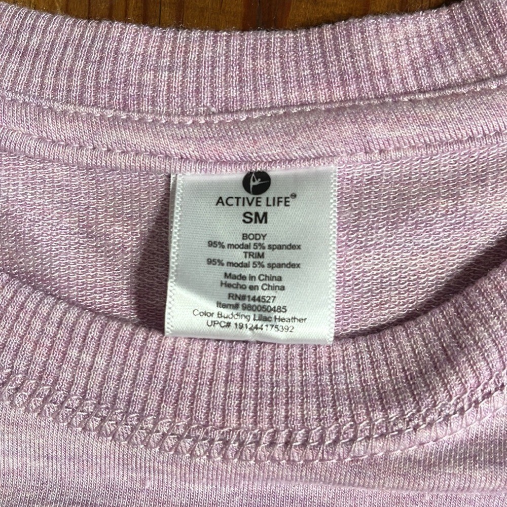 Active Life Budding Lilac Heather Crossover Tulip Hem Sweatshirt Small SM