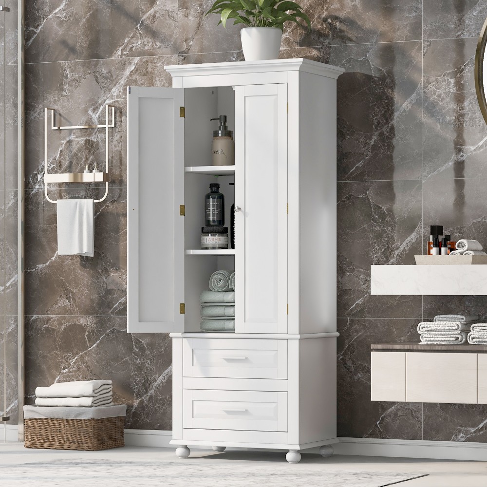 Tall Storage Cabinet W Three Drawers