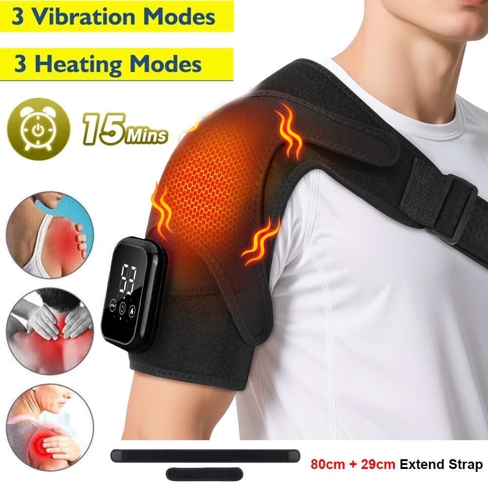 Electric Heated Shoulder Massager Brace with Vibration Therapy Joint Pain Relief