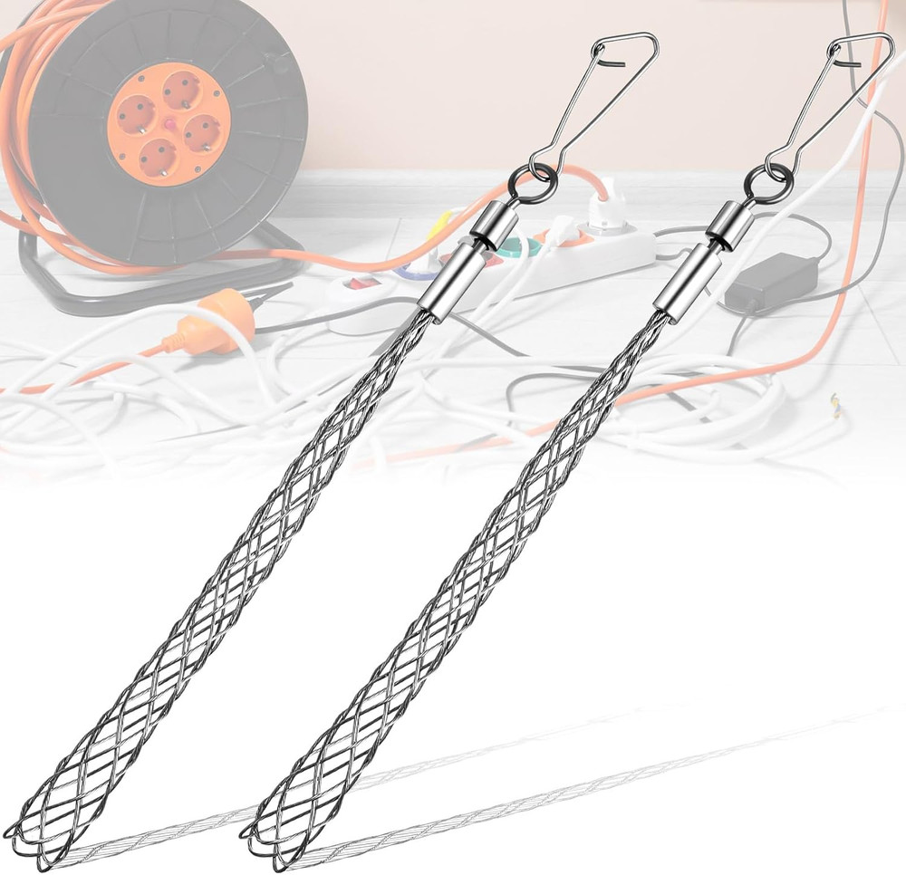 2 Pcs 1/2 in Wire Pulling Grip Mesh Metal Cable Puller Socks Wire Tools for Elec