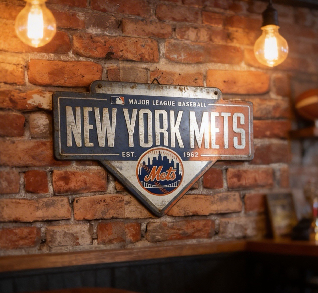 19"X14" Officially Licensed NY Mets Decorative Wall Art... Ships Free!