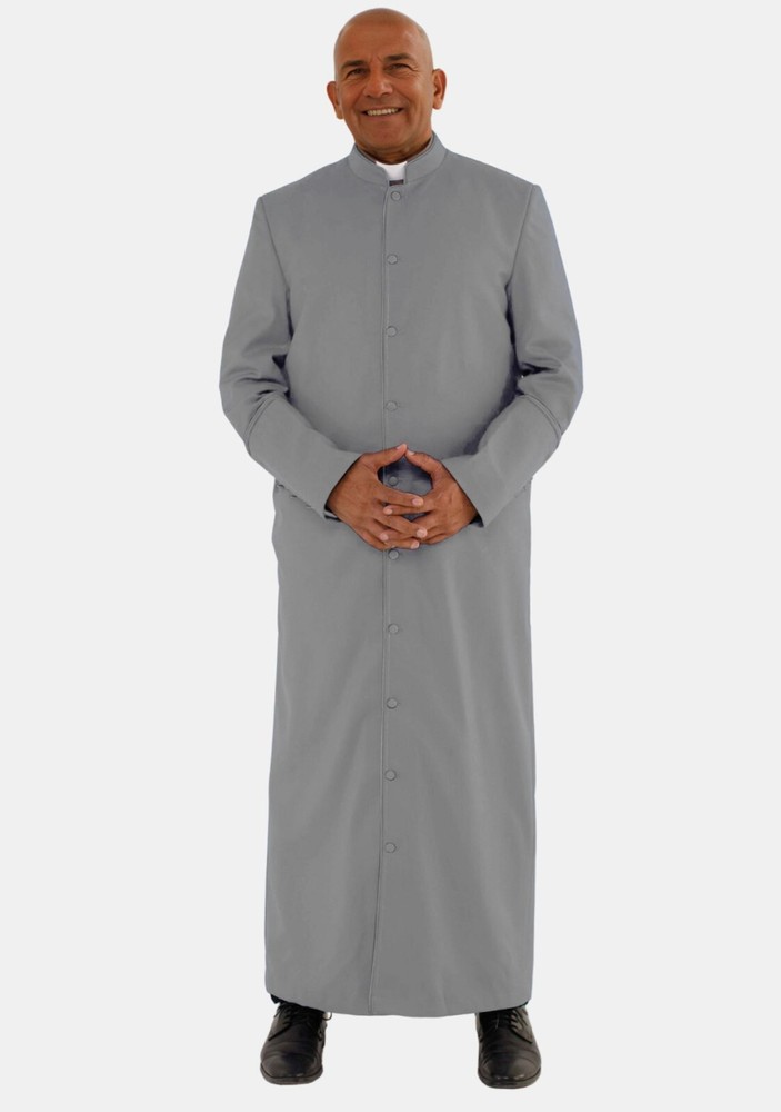 Grey Clergy Robe with 3 Back Plates