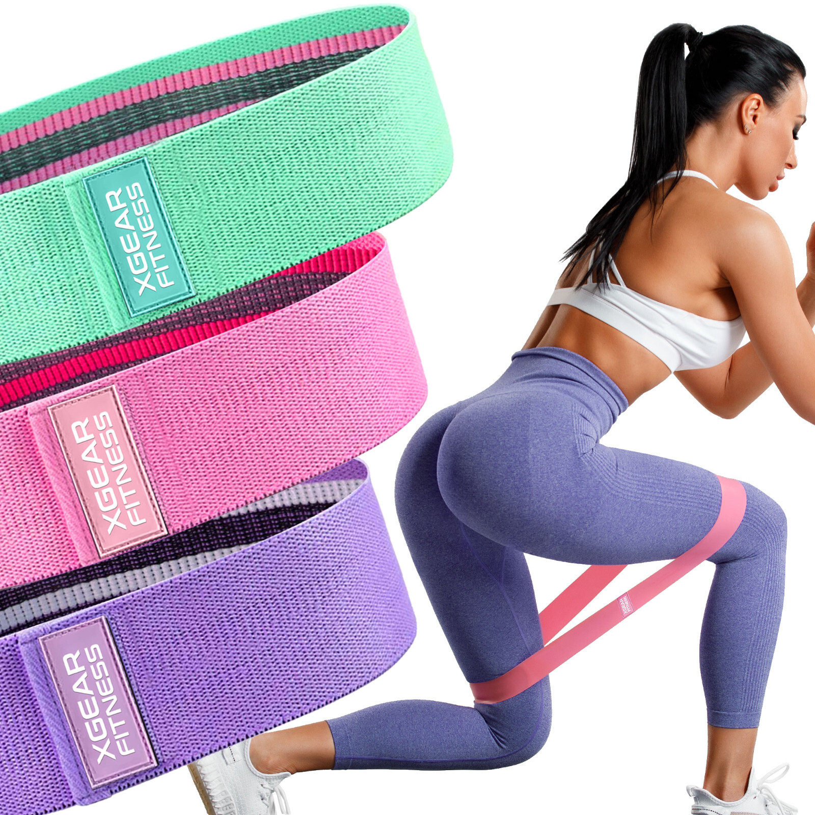 Exercise Workout Resistance Bands for Women, 3-Level Booty Bands for Butt & Hips