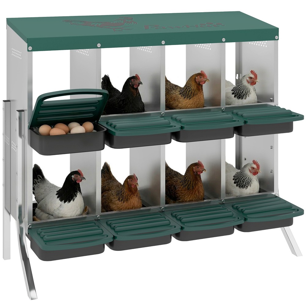 Chicken Nesting Boxes, 8 Compartment Metal Nesting Boxes for Chickens