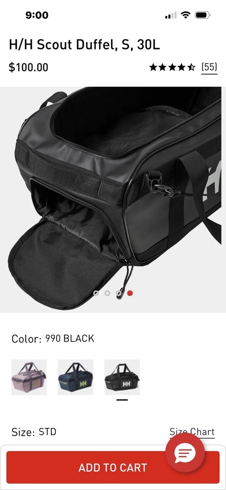 Helly Hansen Scout Duffel S 30 L Black NWT