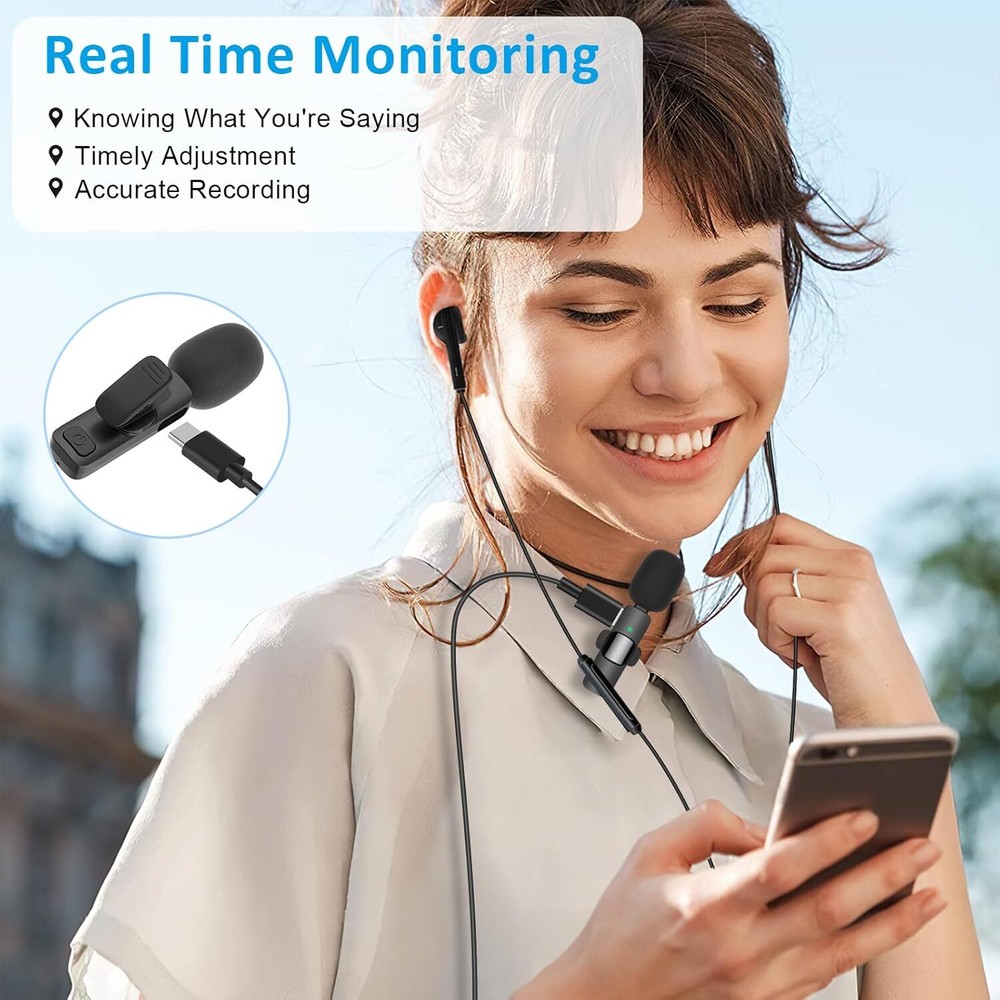 Lavalier Microphone Wireless Audio Video Recording Mini Mic For Android / iPhone