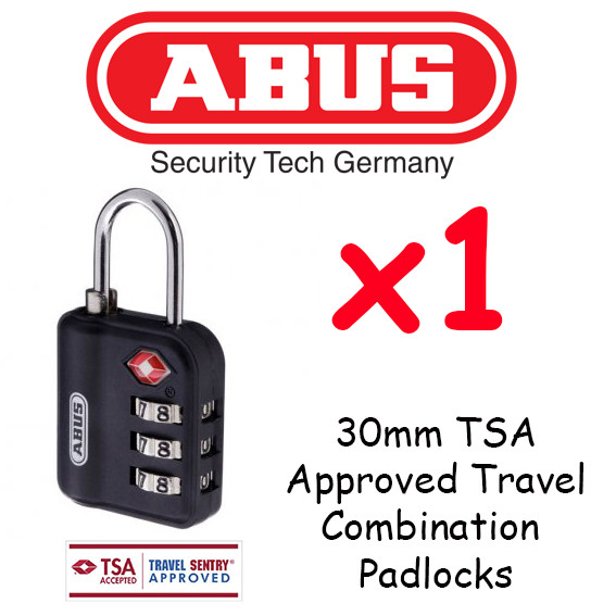 ABUS LUGGAGE Combination Padlocks TSA APPROVED TRAVEL - 30mm Resettable code