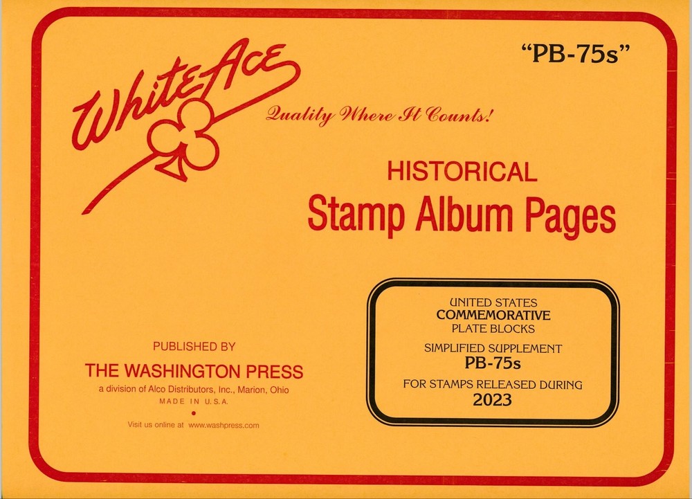 WHITE ACE 2023 UNITED STATES Commemorative Plate Blocks Simplified PB-75s