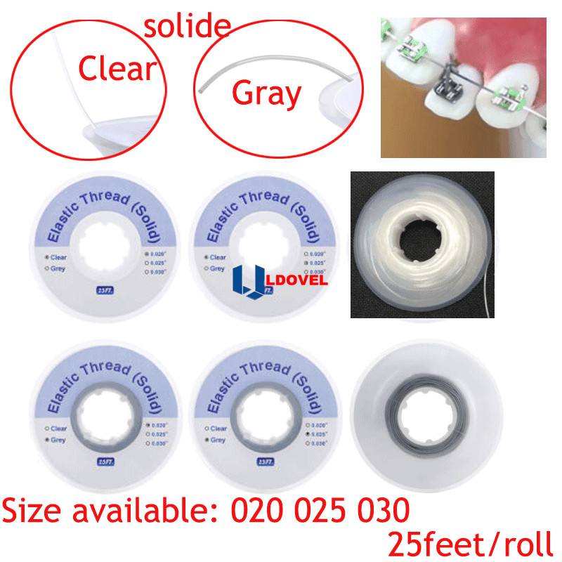 25feet/Roll Solid Elastic Thread Dental Ortho Clear Powerful 020 025 030 Gray