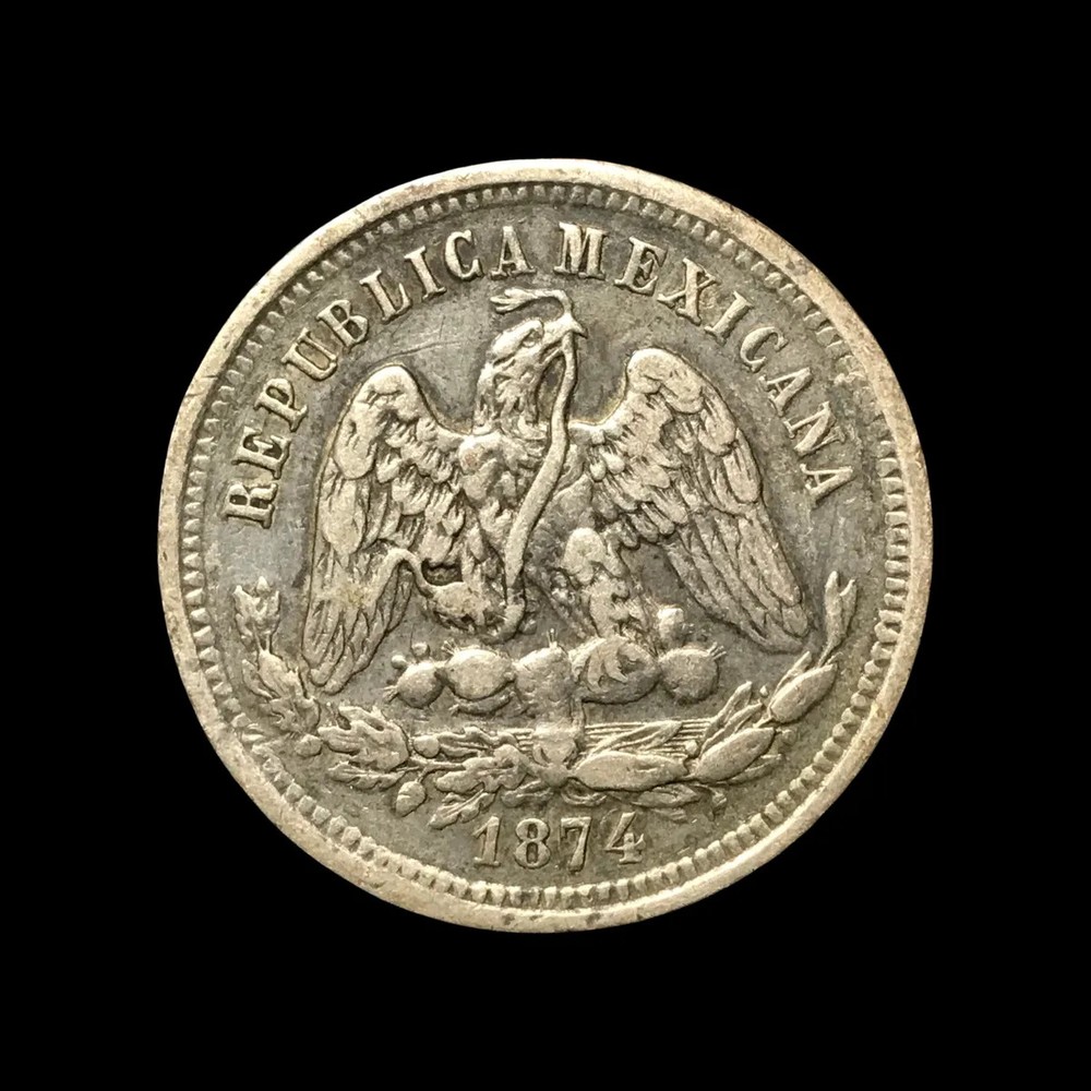 Mexico: 1874 Mo B 25 Centavos KM# 406.7
