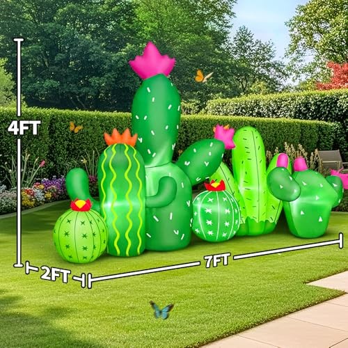 7 FT Spring Easter Inflatable Cactus Outdoor Decoration, Inflatable Cactus
