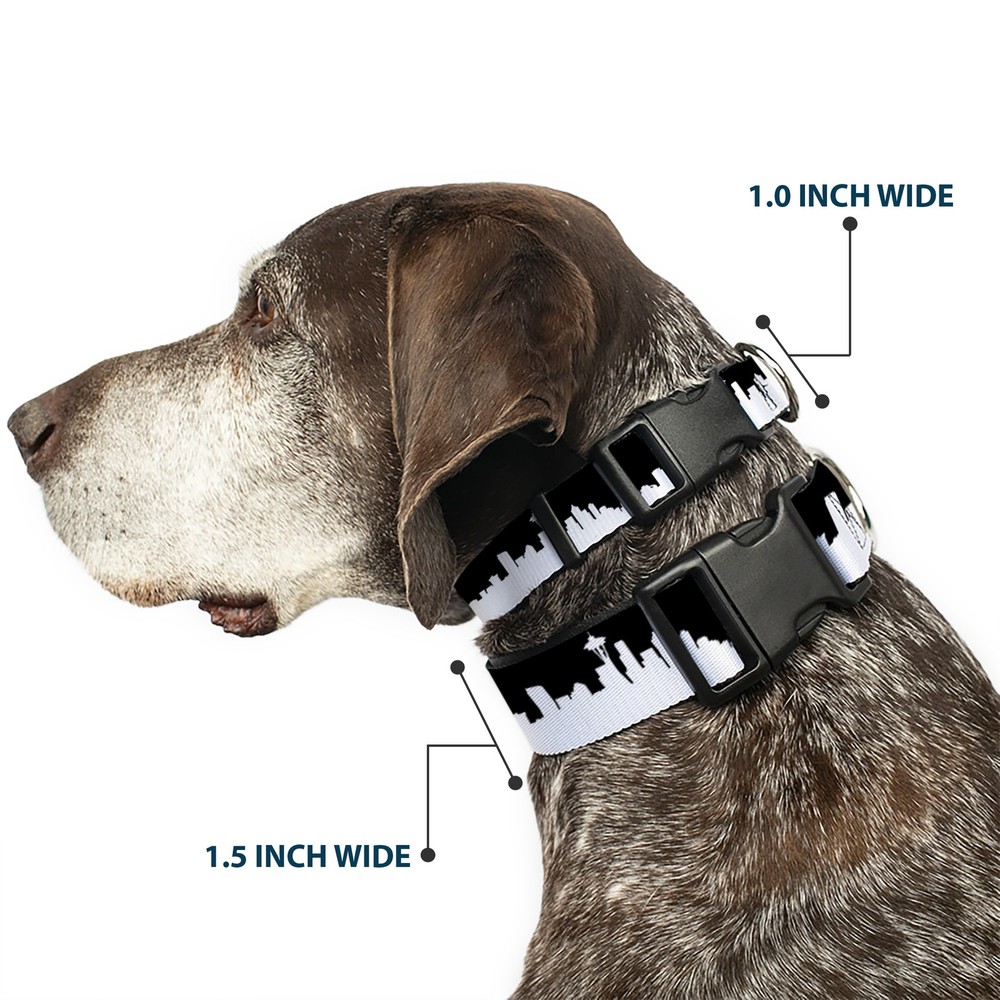 Plastic Clip Collar Seattle Solid Skyline Black/White NARROW-Small 7-8.5"