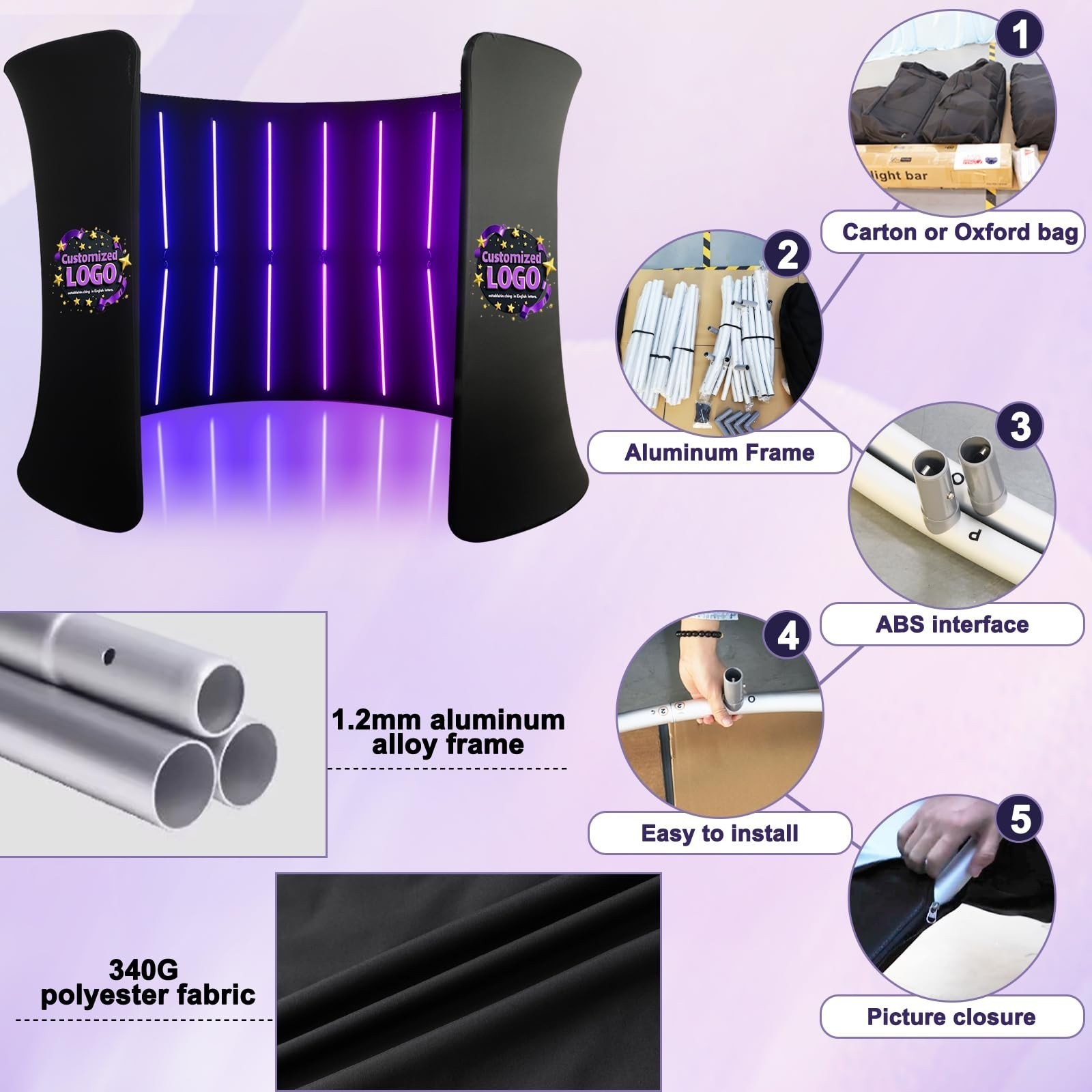 10'W x 8'H 360 Photo Booth Backdrop Frame LED Backdrop Enclosure For Studio