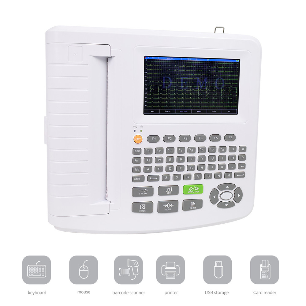 Portable 12-Lead ECG Machine w printing & interpretation for Professional Usage