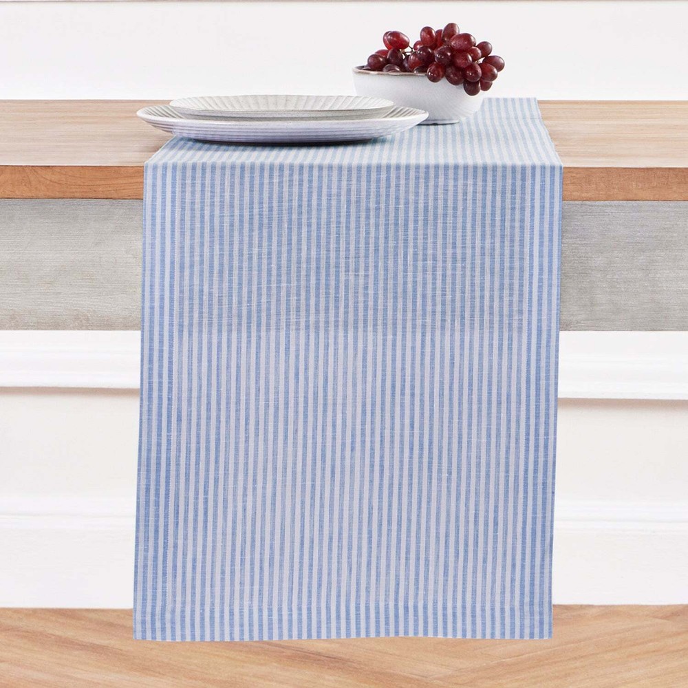 Linen Table Runner for Spring and Easter, Dining Kitchen Solid, Narrow Stripe
