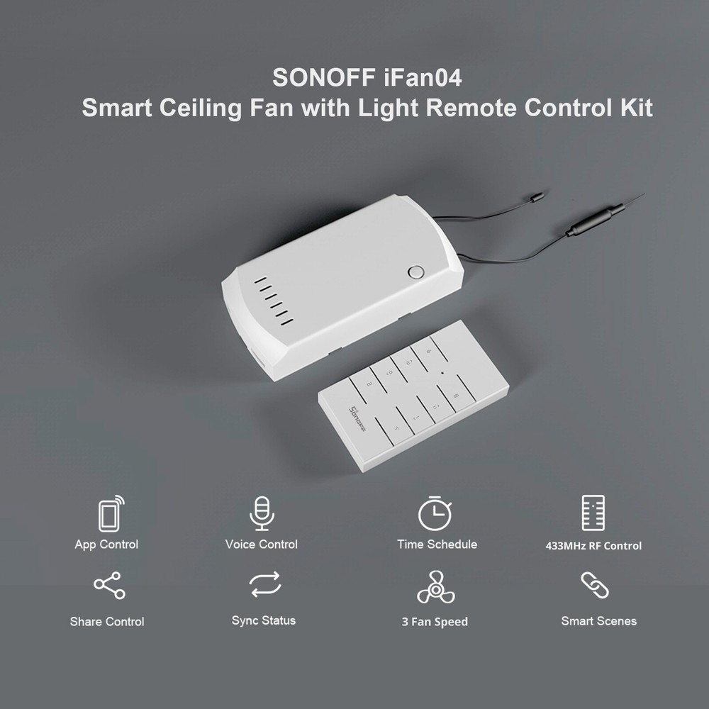 SONOFF IFan04-L WiFi Smart Ceiling Fan Switch Light Controller RF Remote Control