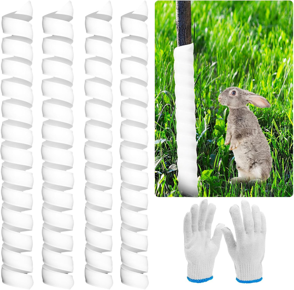 4PCS Tree Trunk Protector Guard, 2 Size Plastic Spiral Tree Bark Protector Tree