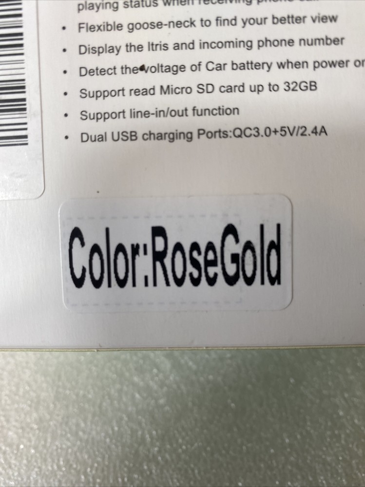 (Upgraded Version) Bluetooth FM Transmitter, Wireless Radio QC3.0 Rose Gold