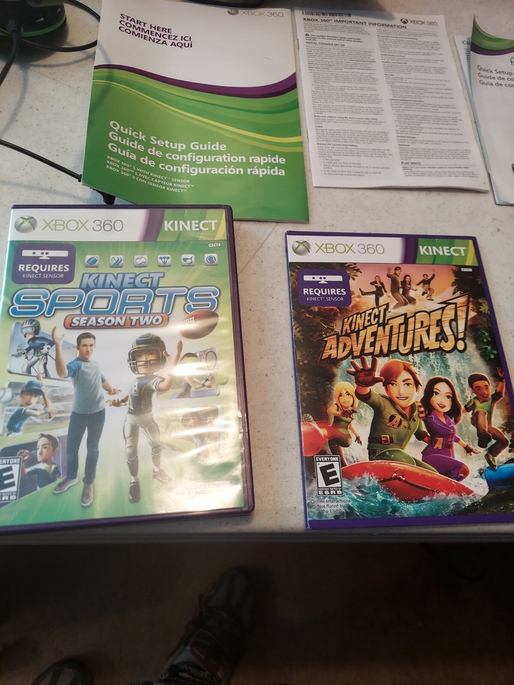 xbox 360 console kinect bundle,2 controllers w charger headphones 2 games EUC