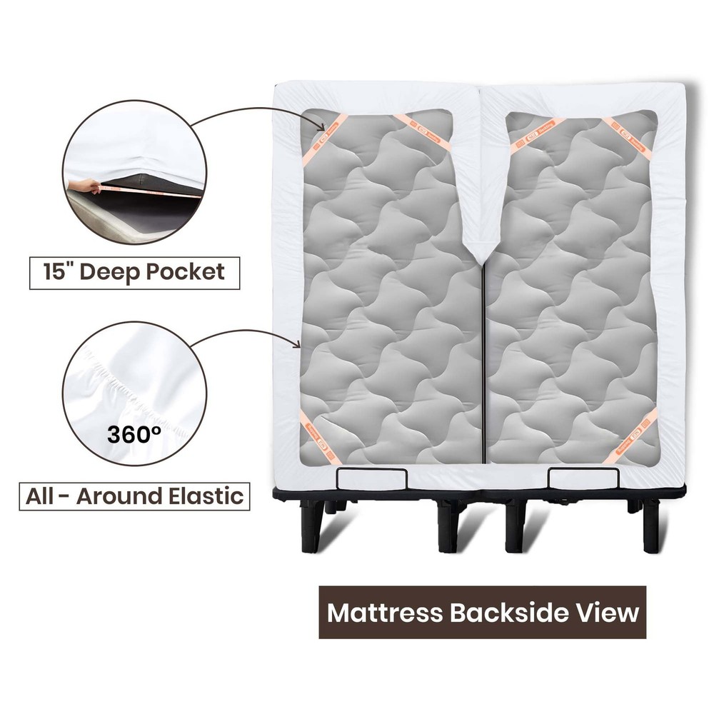 Adjustable Split Head Flex Top Queen 28" Microfiber Sheet Set – Ultra Soft, C...