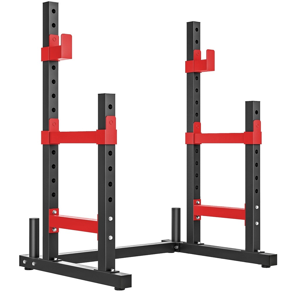 Adjustable Squat Rack, 660lbs Multi-Functional Bench Press Rack, Red
