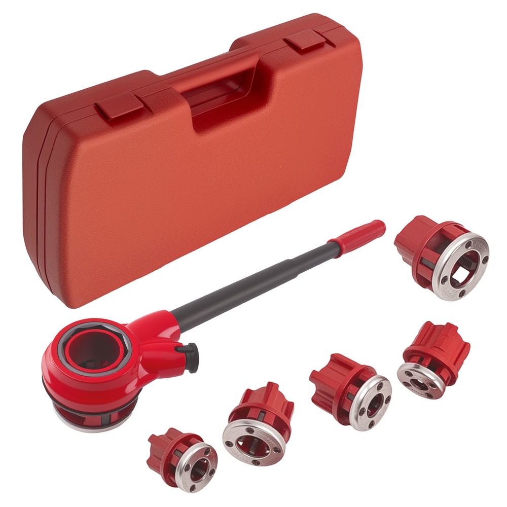 Ratcheting Pipe Thread Threader Die Hinge Plate Head Handle Tool Set 1/2'' new