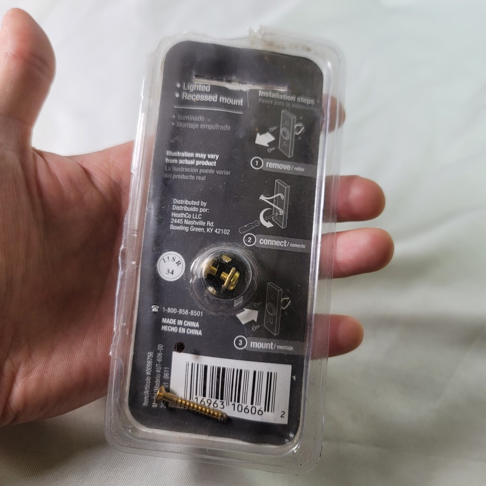 Utilitech Lighted Button Wired Midel 0098756 Brass Finish