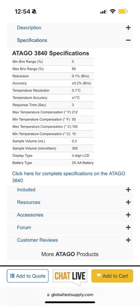 Atago Pocket Refractometer Digital Meter
