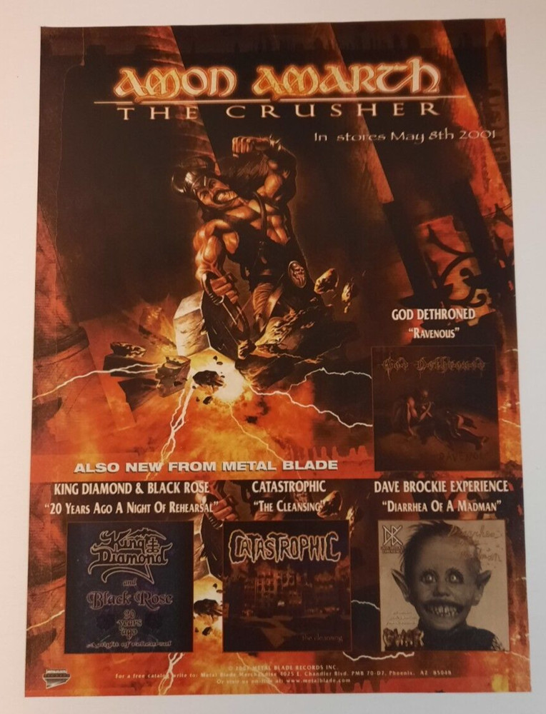 AMON AMARTH ~ "The Crusher" ~ Vintage Magazine Print/Promo Ad 2001