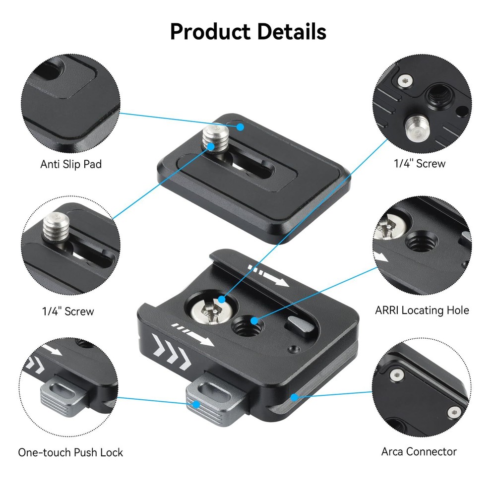 38mm Arca Swiss Quick Release Plate 1/4'' Screw Quick Setup Mount Compatible ...