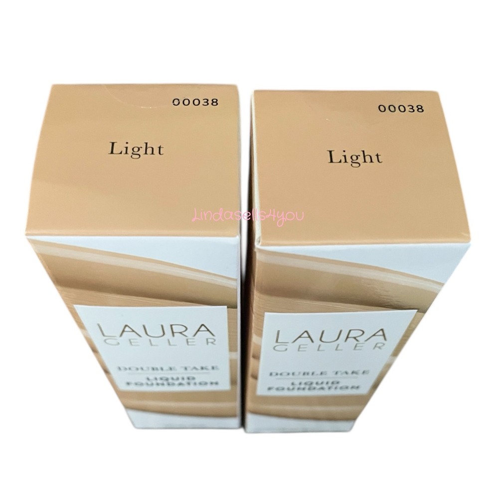 2 Piece Laura Geller Double Take Liquid LIGHT Foundation Medium Coverage Sealed
