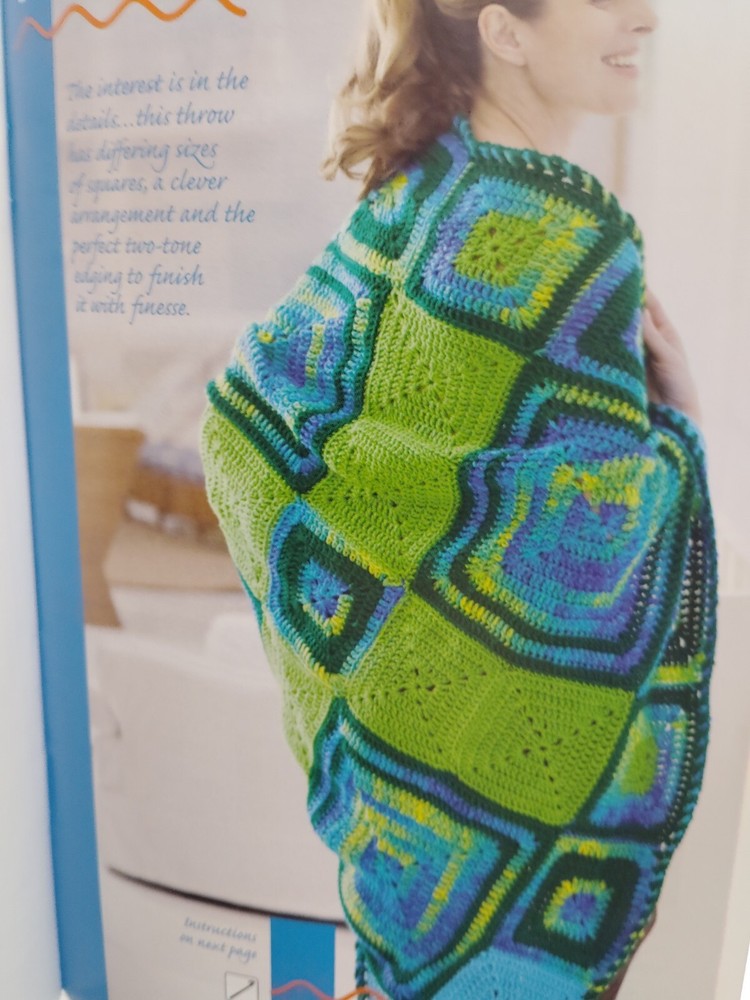 Crochet Blanket Throws Afghans Pattern Leaflet One Square Many Ways Red Heart