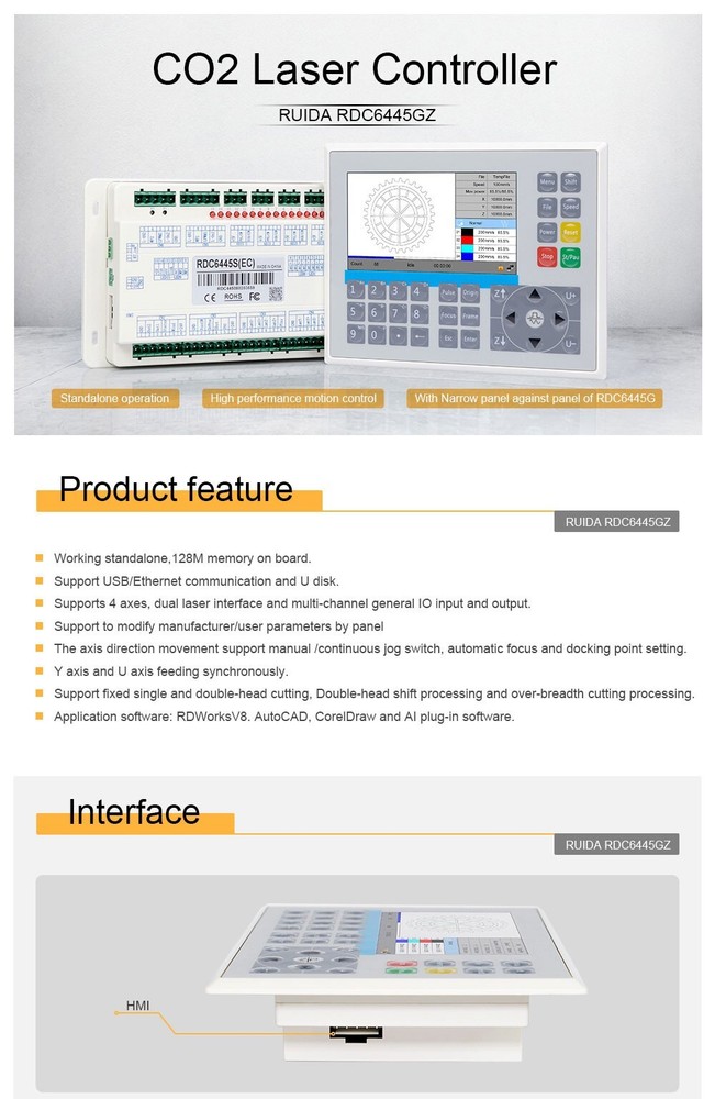 For Cutting Engraving Machine Ruida RDC6445GZ Co2 Laser DSP Controller System