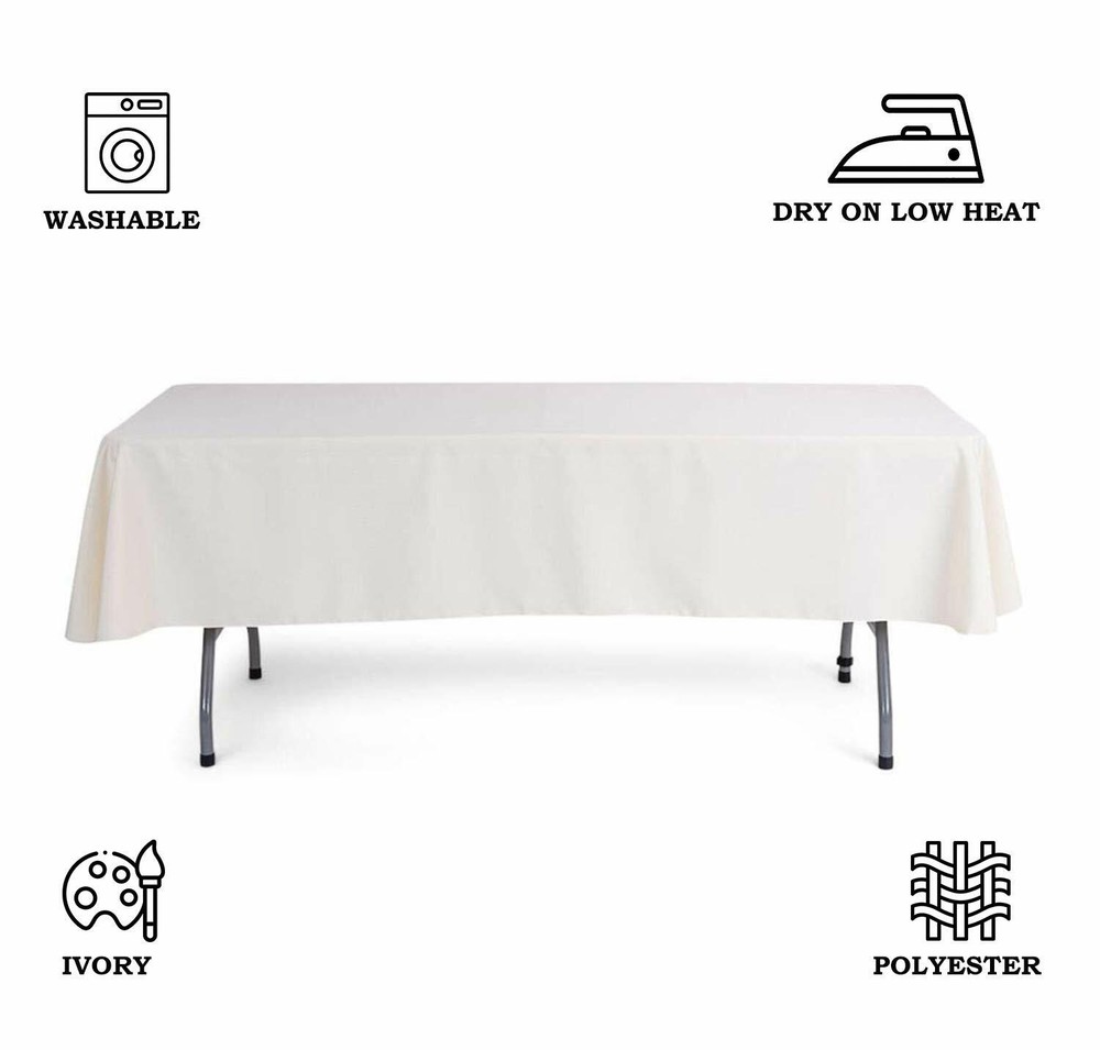 60'' x 126'' EventStable 100% Polyester Ivory Tablecloth Wedding Event