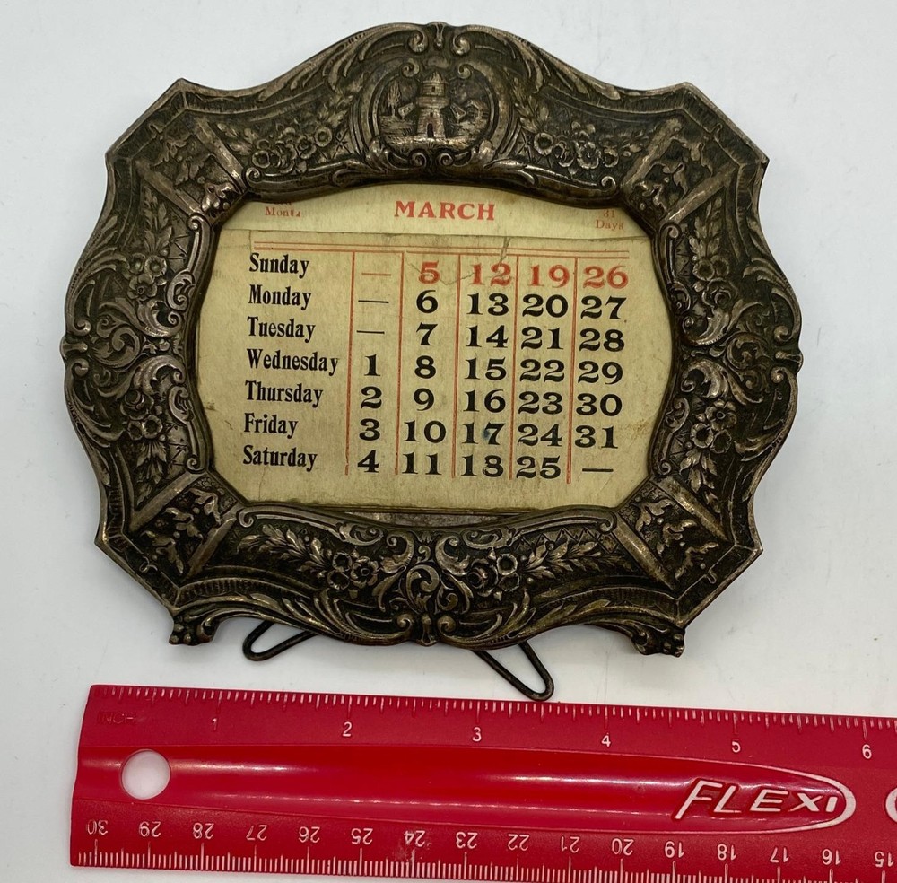 1890s E.G. WEBSTER & SON Silverplated Calendar Photo Picture Frame