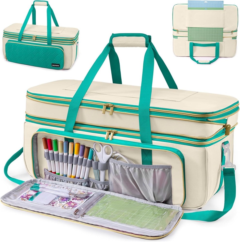 Double-Layer Carrying Case Compatible with Cricut Maker 4, Explore 4, Maker 3, E