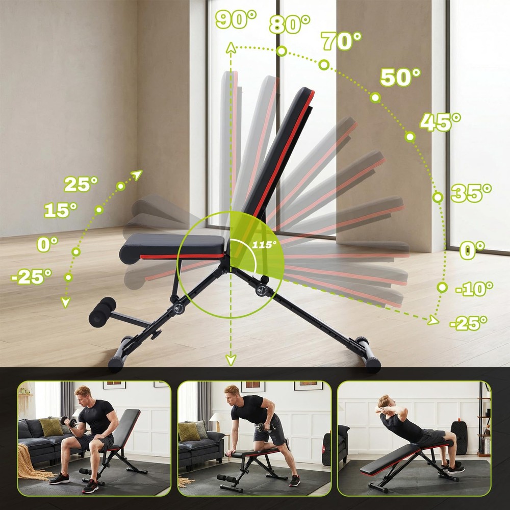 Adjustable Weight Bench for Full Body Strength Training, Foldable Workout Ben...
