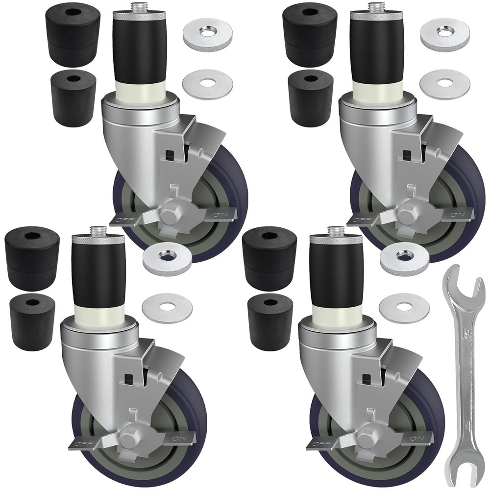 MySit 4 inch Work Table Caster Wheels for Commercial Kitchen Prep black