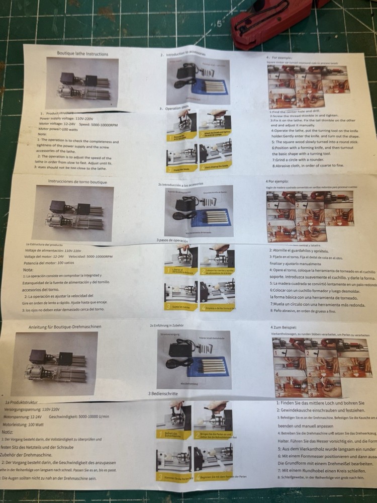 Mini Wood Lathe Machine Multi-Purpose Desktop Power Supports
