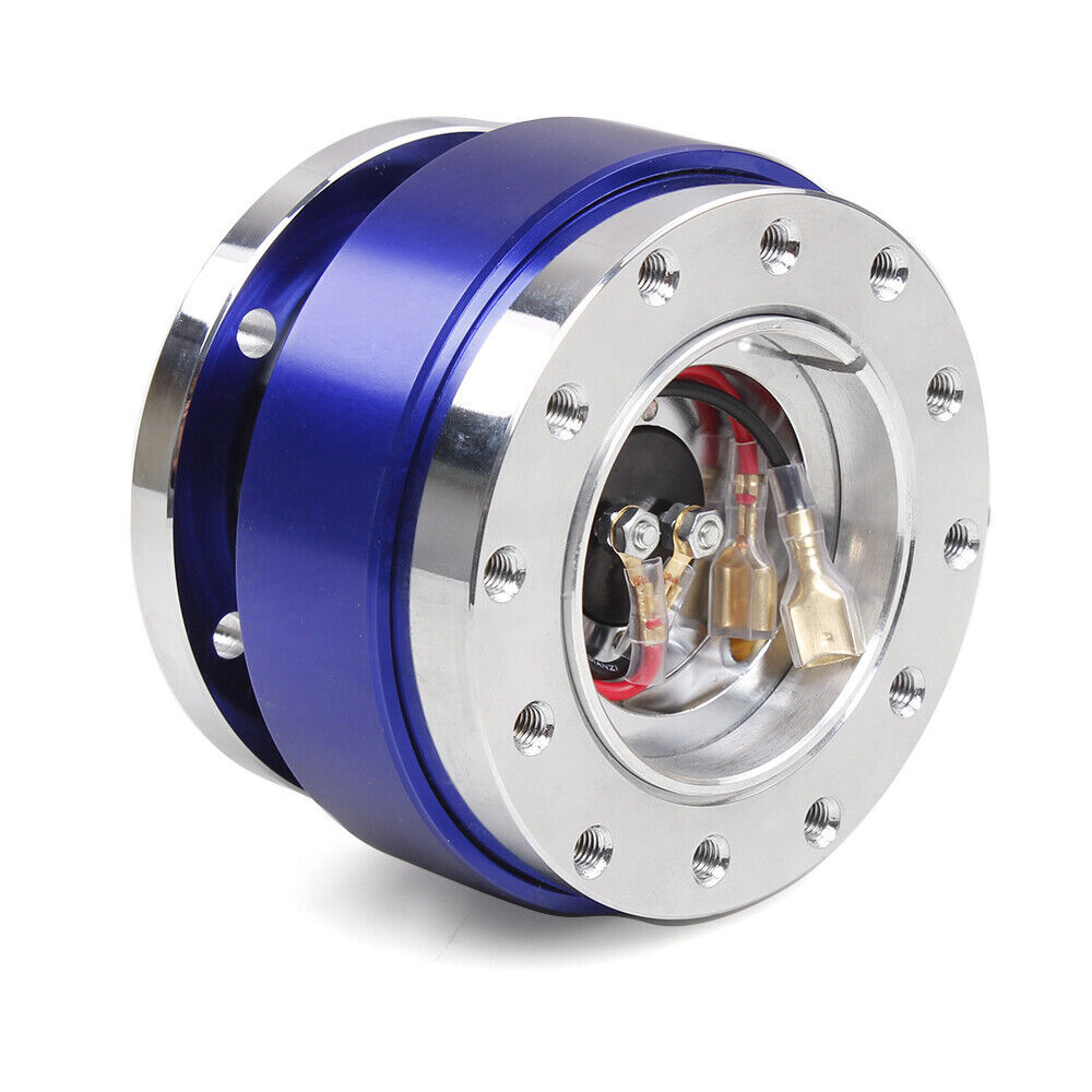 12.5" Universal Blue D Shape Racing Steering Wheel w/ Quick Release Adapter Kit