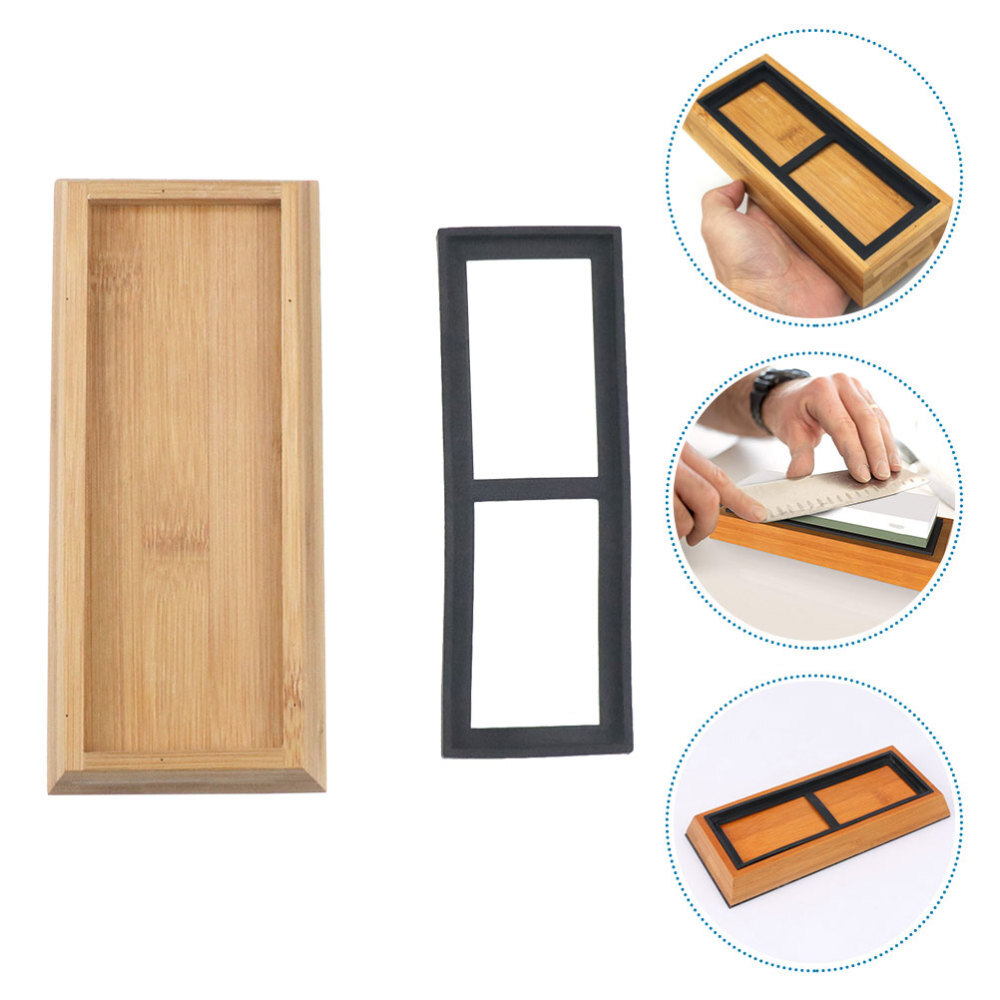 1 Set Bamboo Sharpening Stone Base Whetstone Holder Home Sharpener Base