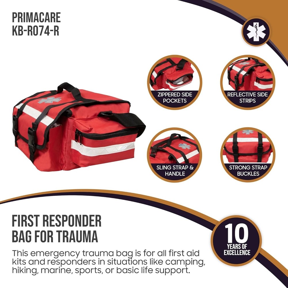 Durable Red Trauma Bag with Dividers